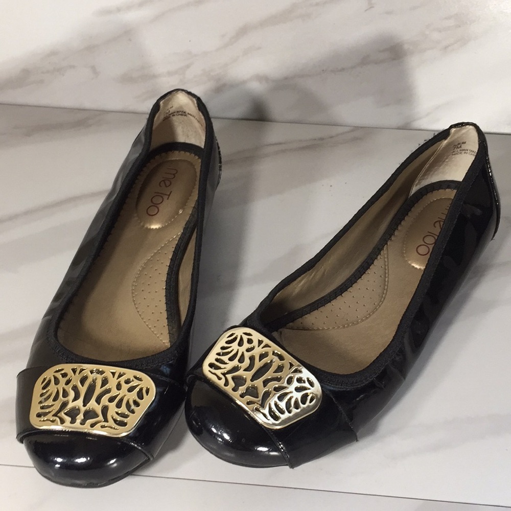 Me Too black patent leather flats size 7 M